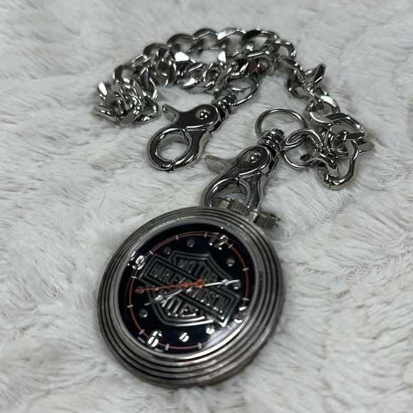 Vintage 90's Harley Davidson Pocket Watch HDP119, 16" Belt Chain Very Good Cond. - Picture 5 of 5
